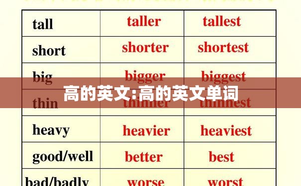 高的英文:高的英文单词