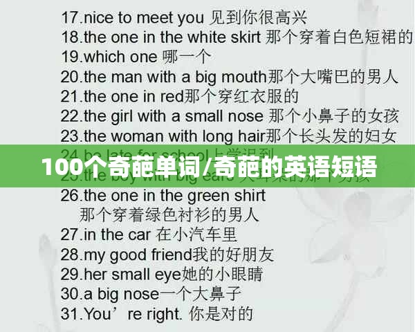 100个奇葩单词/奇葩的英语短语
