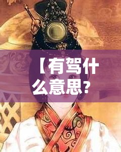 【有驾什么意思?有驾什么意思】