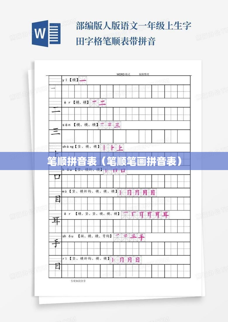 笔顺拼音表（笔顺笔画拼音表）