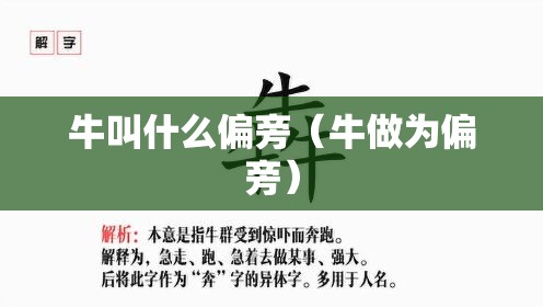 牛叫什么偏旁（牛做为偏旁）