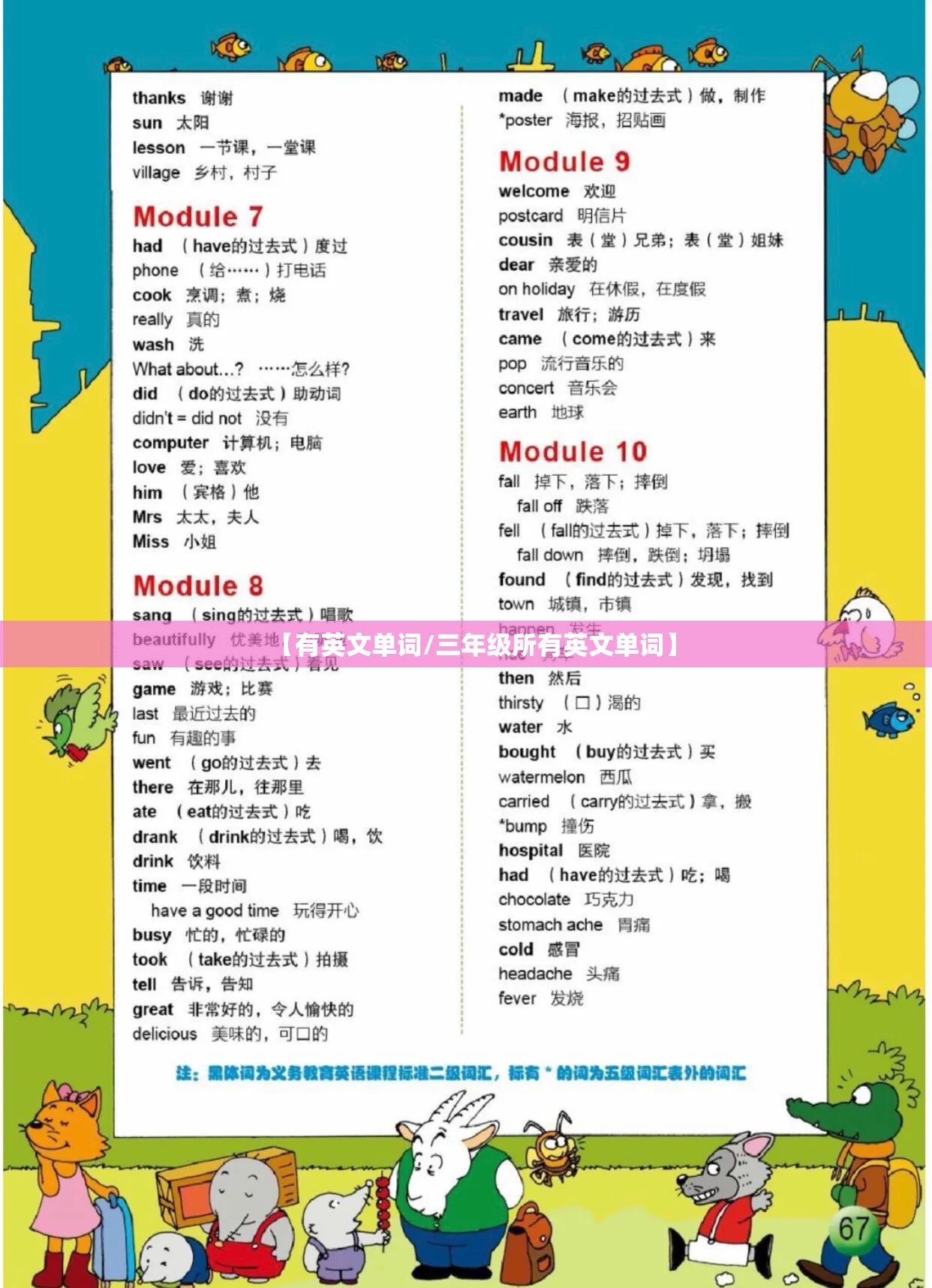 【有英文单词/三年级所有英文单词】