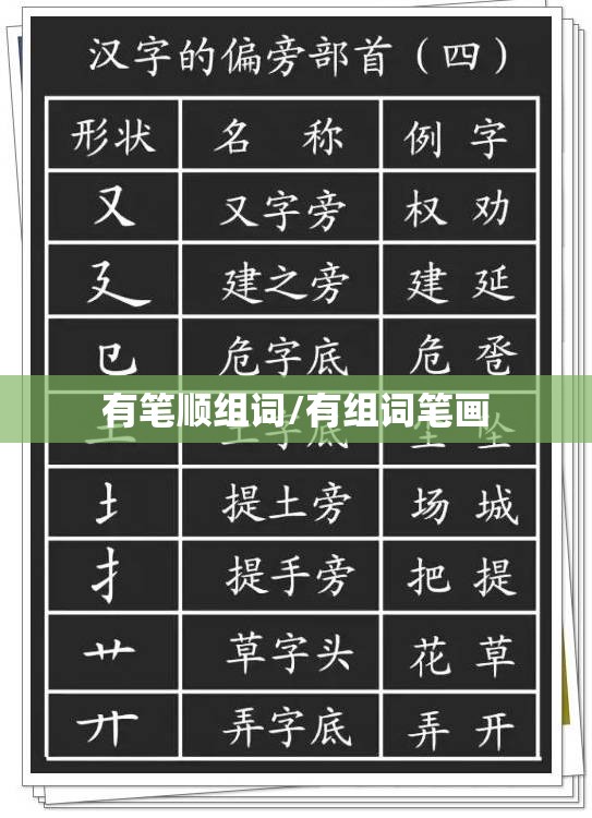 有笔顺组词/有组词笔画