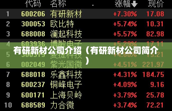 有研新材公司介绍（有研新材公司简介）