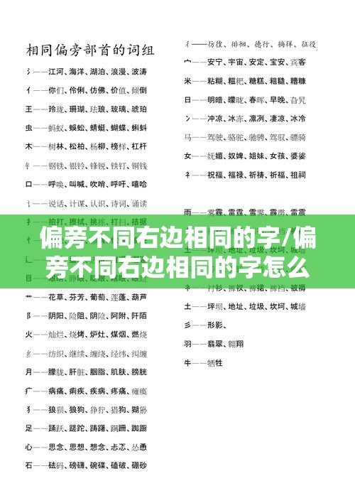 偏旁不同右边相同的字/偏旁不同右边相同的字怎么解析