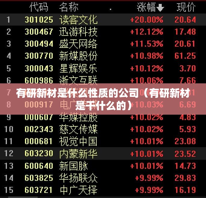 有研新材是什么性质的公司（有研新材是干什么的）
