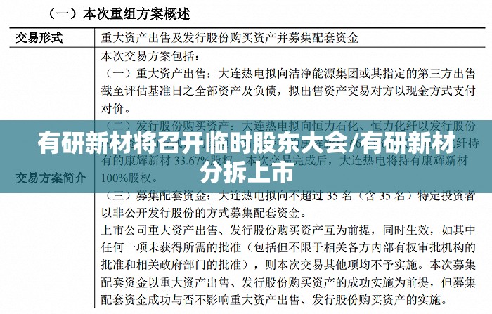 有研新材将召开临时股东大会/有研新材分拆上市