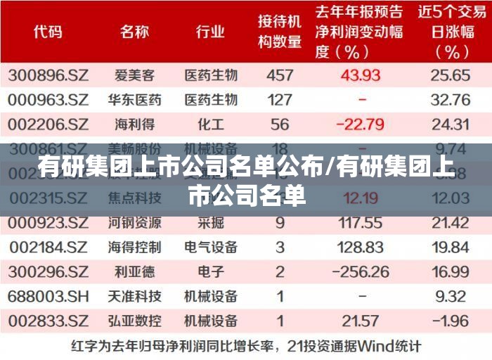 有研集团上市公司名单公布/有研集团上市公司名单