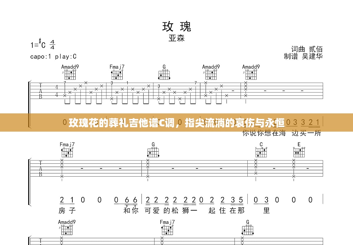 玫瑰花的葬礼吉他谱C调，指尖流淌的哀伤与永恒