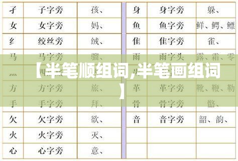 【半笔顺组词,半笔画组词】