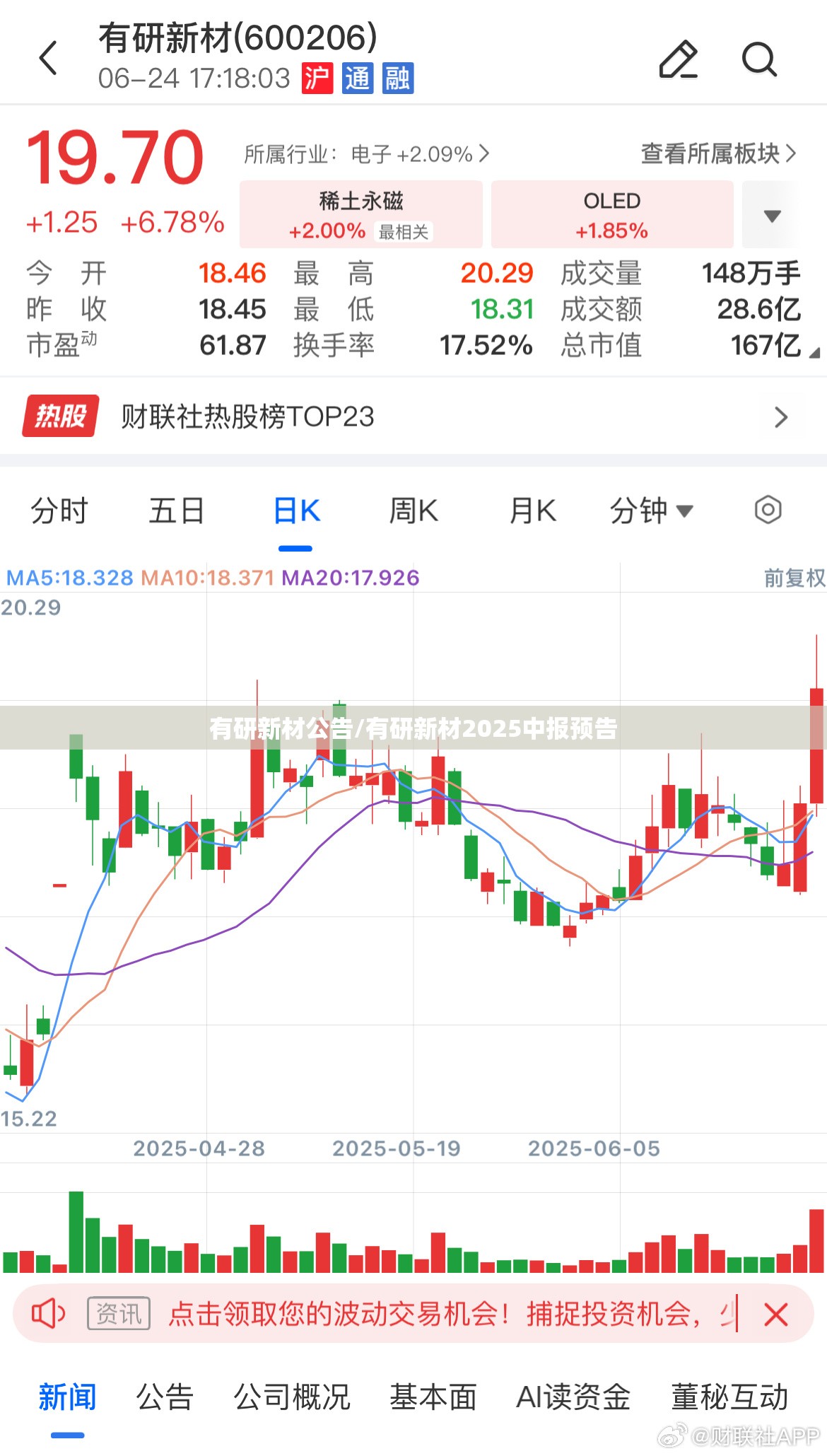 有研新材公告/有研新材2025中报预告
