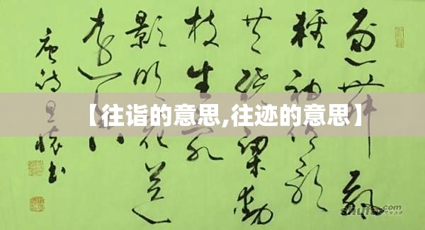 【往诣的意思,往迹的意思】