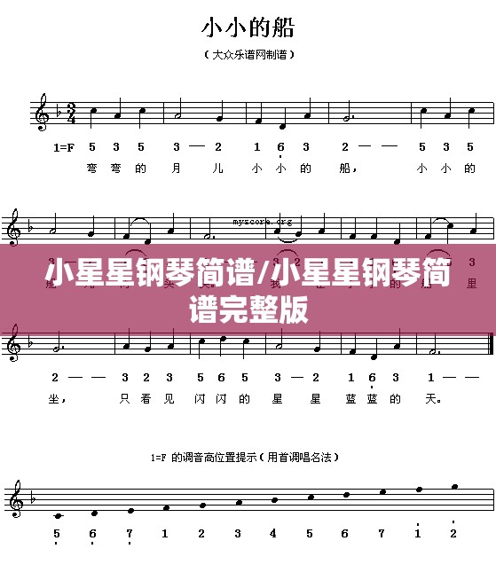 小星星钢琴简谱/小星星钢琴简谱完整版