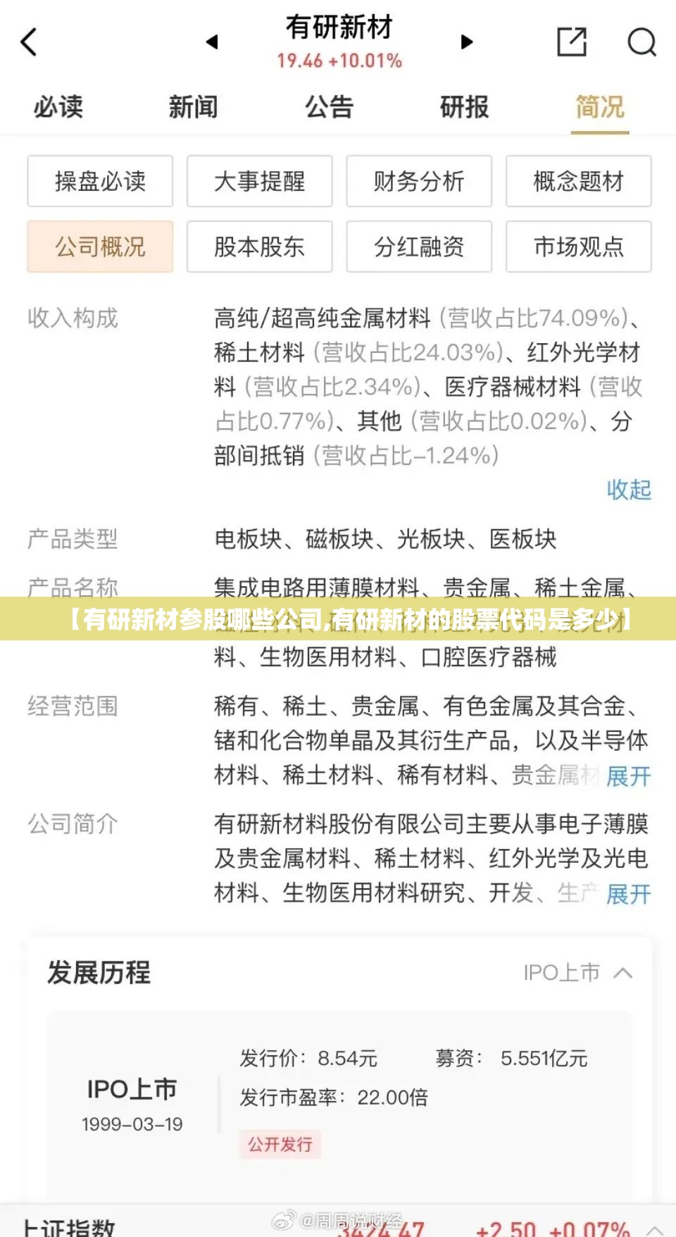 【有研新材参股哪些公司,有研新材的股票代码是多少】