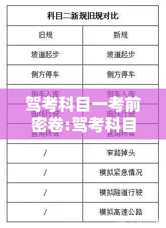 驾考科目一考前密卷:驾考科目一考前密卷是什么