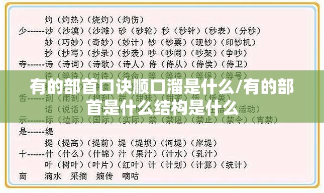 有的部首口诀顺口溜是什么/有的部首是什么结构是什么