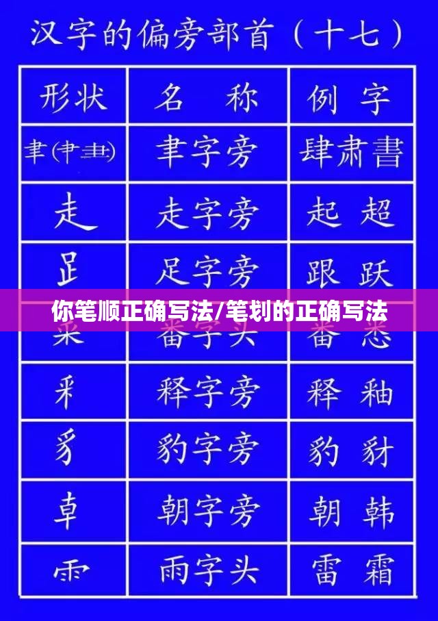你笔顺正确写法/笔划的正确写法