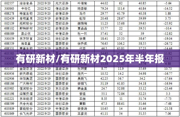 有研新材/有研新材2025年半年报
