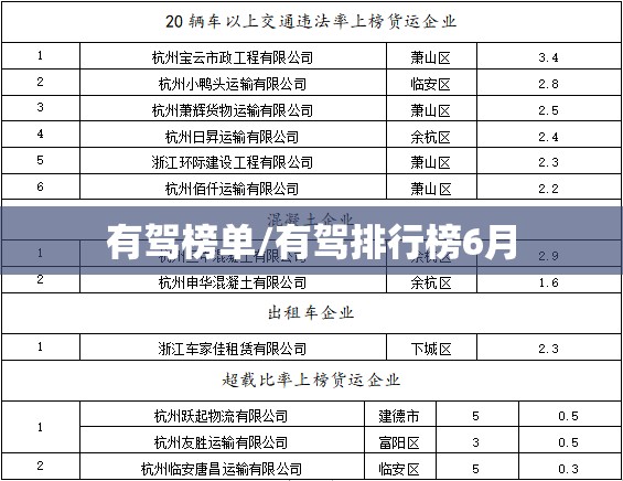 有驾榜单/有驾排行榜6月