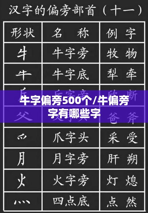 牛字偏旁500个/牛偏旁字有哪些字